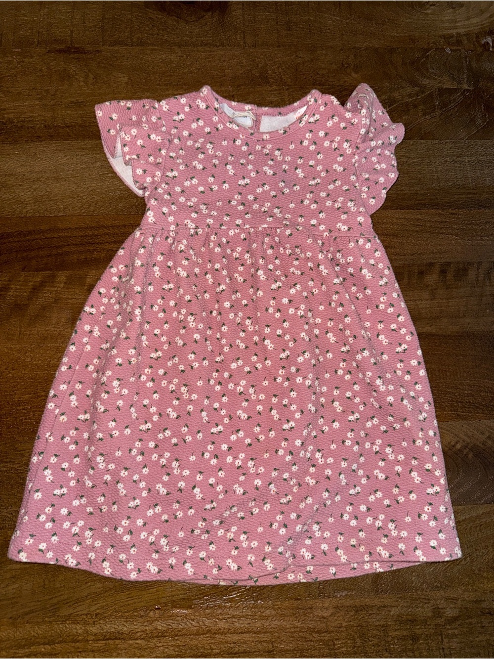 Zara Pink Daisy Print Crewneck Dress